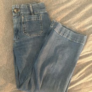 Anthropologie Pilcro Colette Denim Cropped Wide Leg Jeans by Maeve